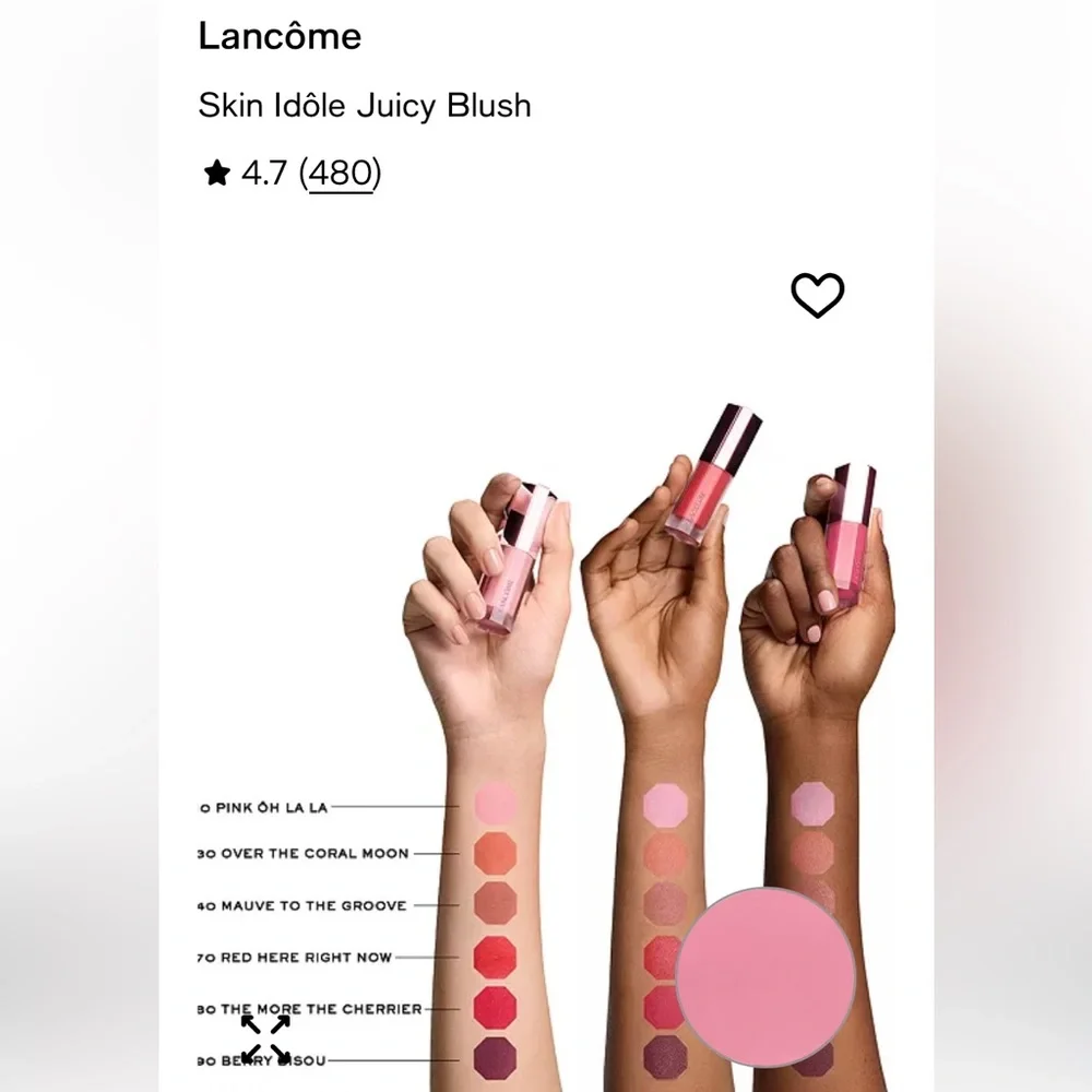 LANCÔME Skin IDOLE plumps cheeks, Blush - Soft Pink shade, 10 pink OH La La